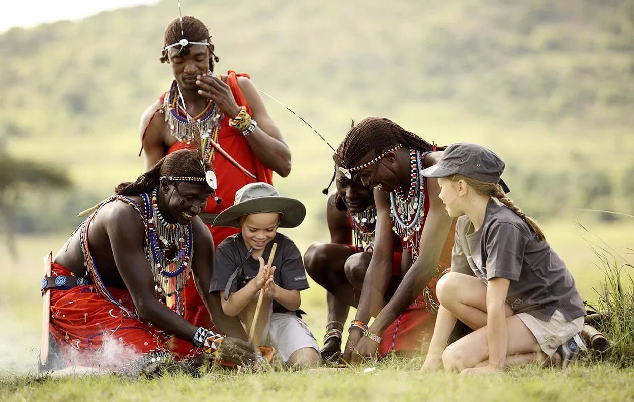 Maasai homesteads on the Serengeti plain
