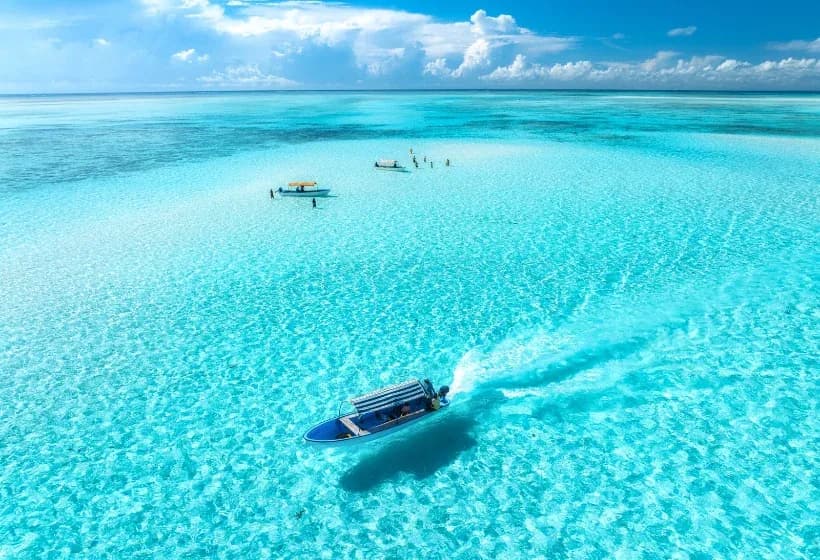 Wooden boat on the Indian Ocean off Zanzibar