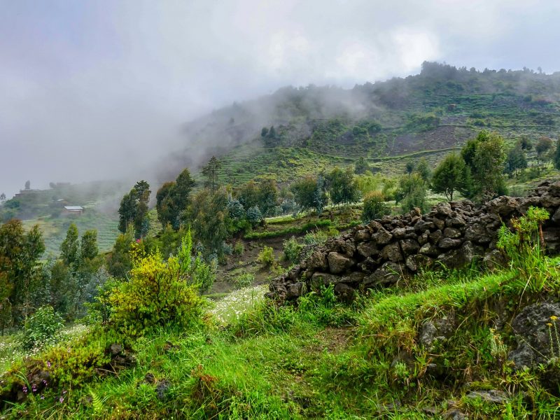 Misty volcanic hills near Volcanoes National Park, Rwanda